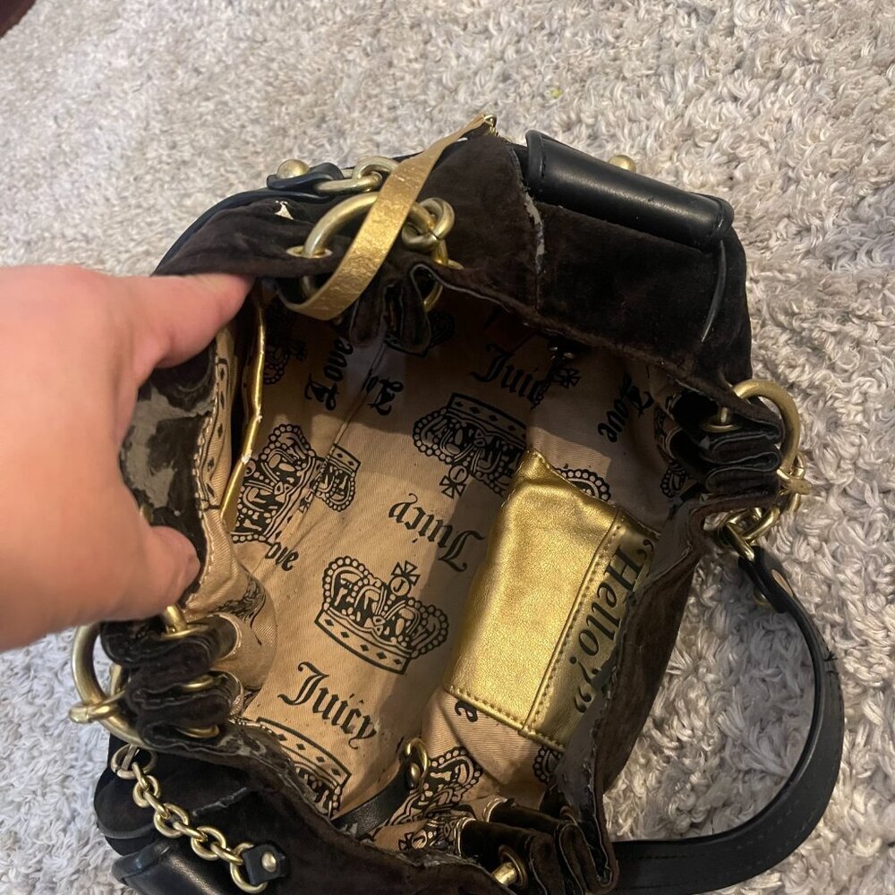 Juicy Couture P&G “Once Upon a Time” Royal Juicy Daydreamer Black Velour Hobo - Picture 10 of 16